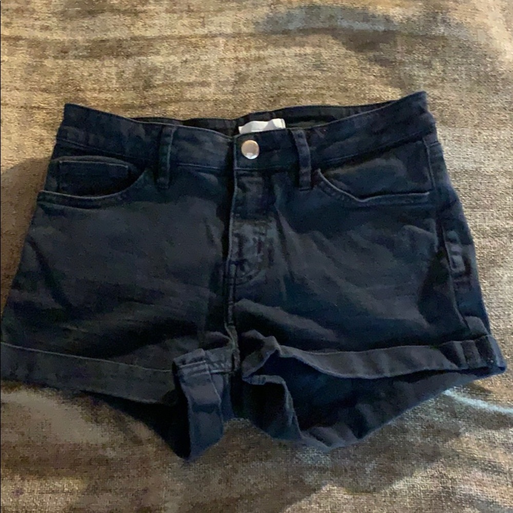 Black high rise jean shorts